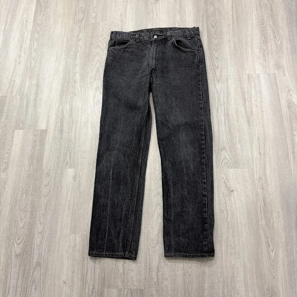 Vintage Levis 505 Jeans Men 38x34 (Fits 38x32) Black Denim 80s USA Made Western
